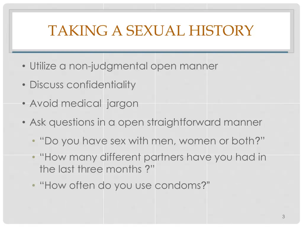 taking a sexual history
