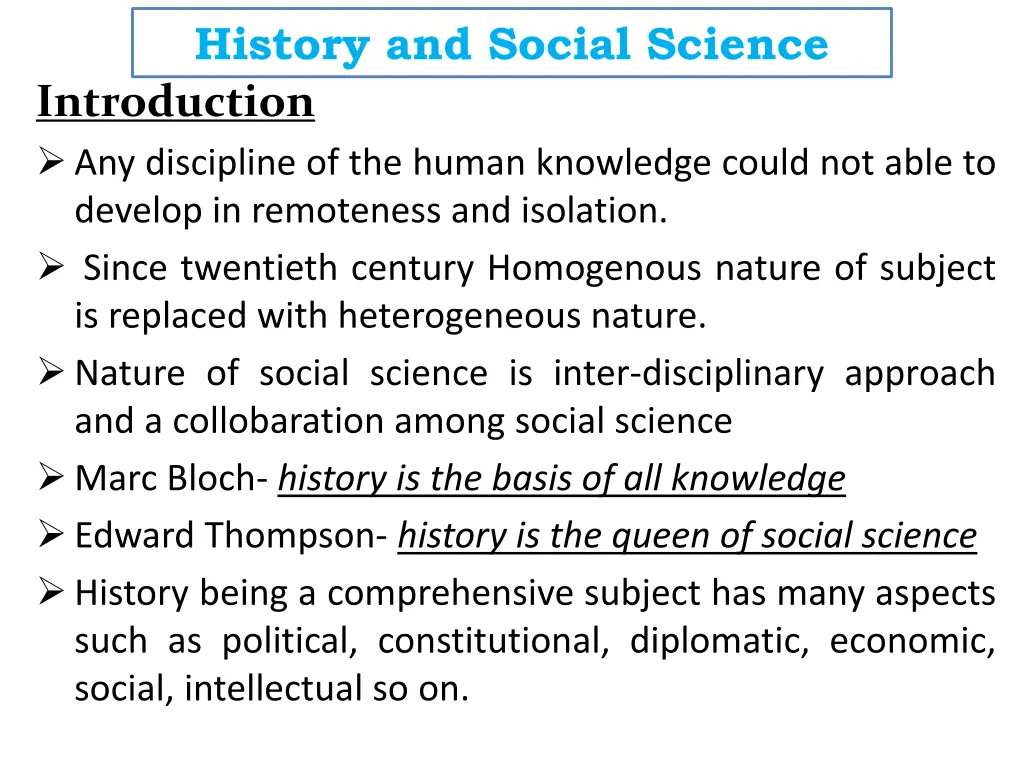 history and social science introduction
