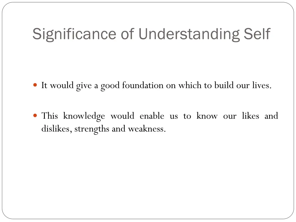 significance of understanding self 1