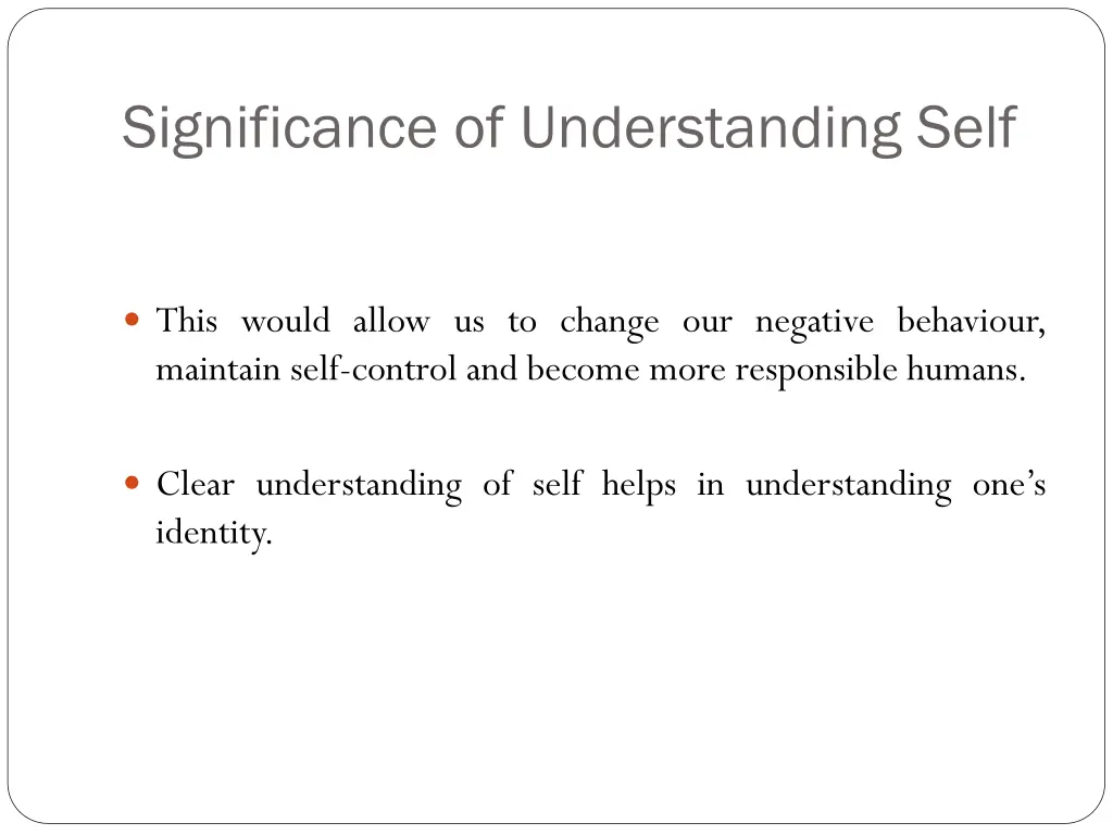 significance of understanding self 2