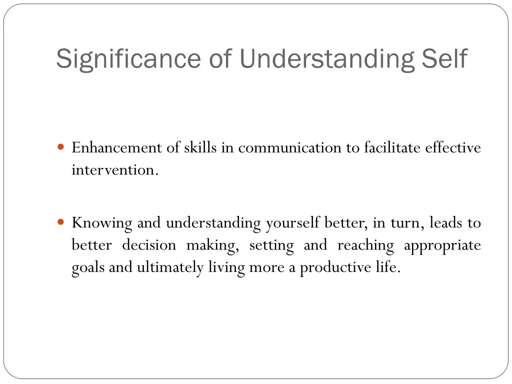 significance of understanding self 5