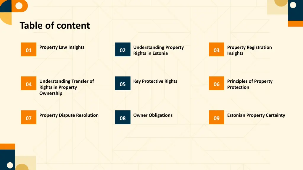 table of content