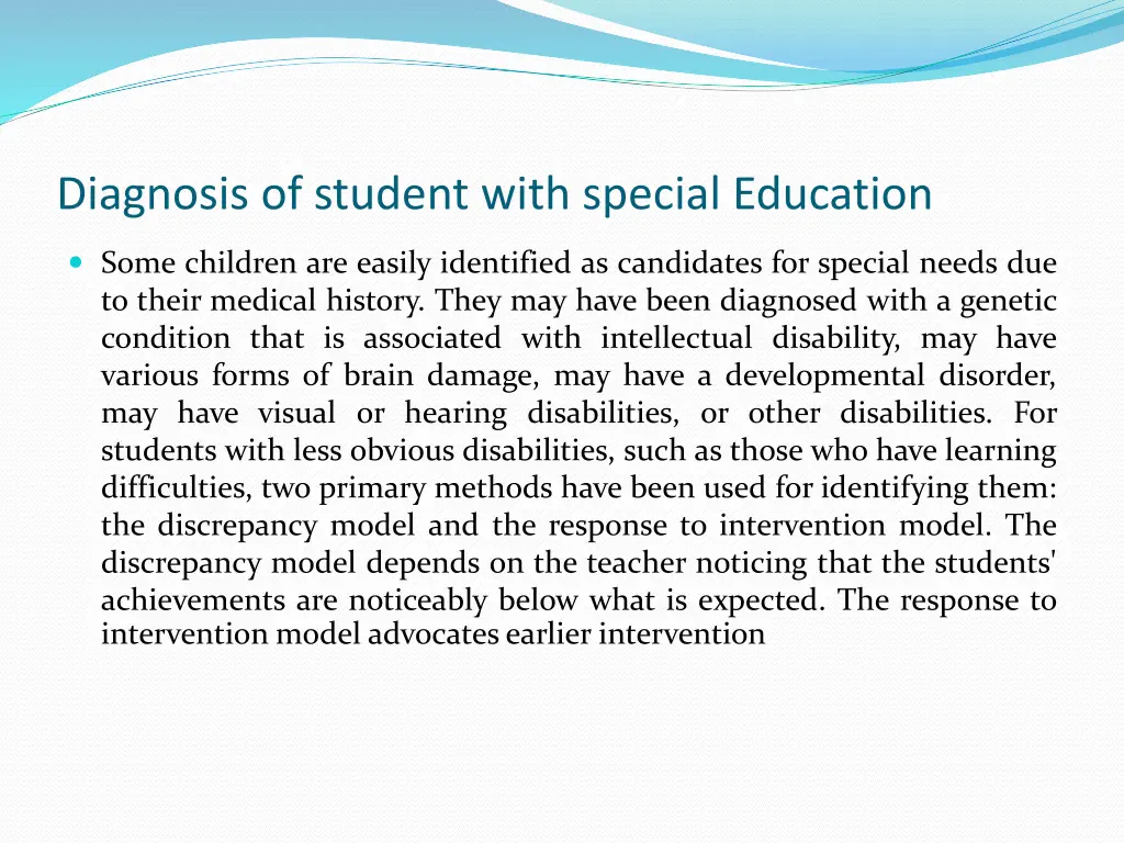 diagnosis of student with special education