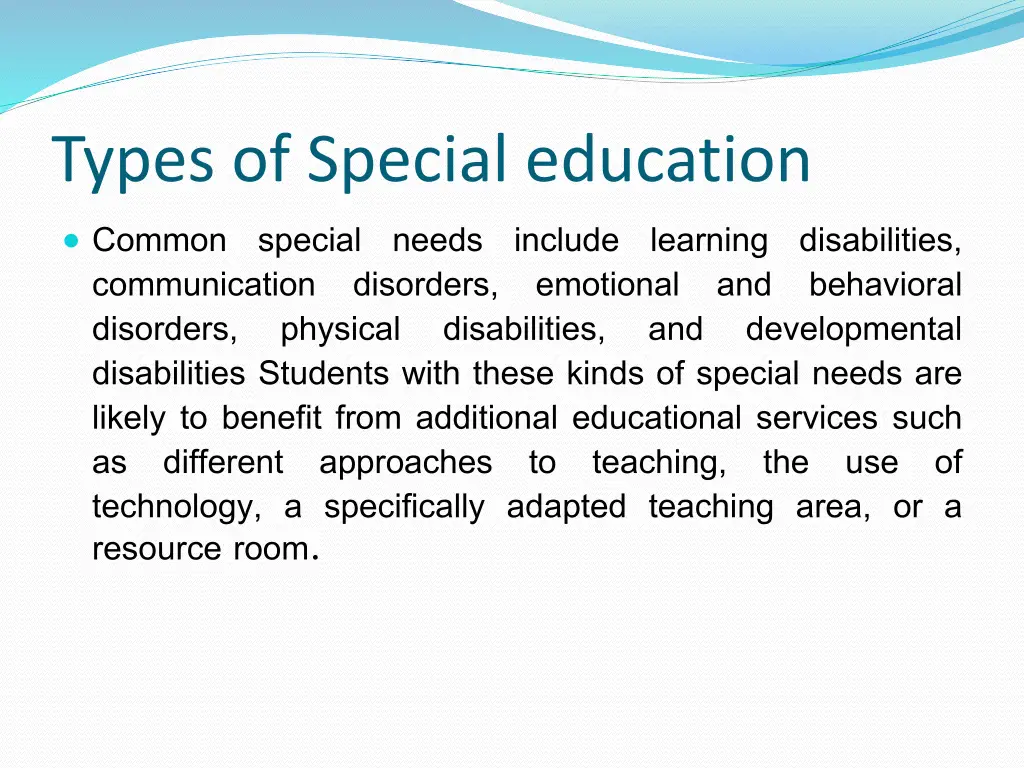 types of special education common special needs