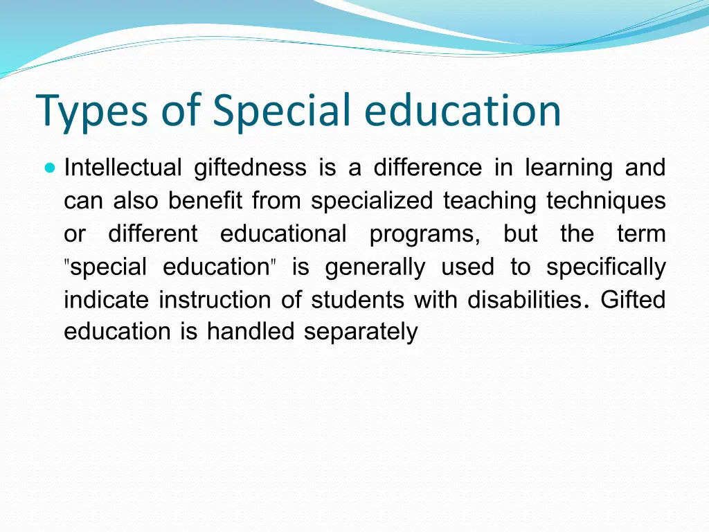 types of special education intellectual