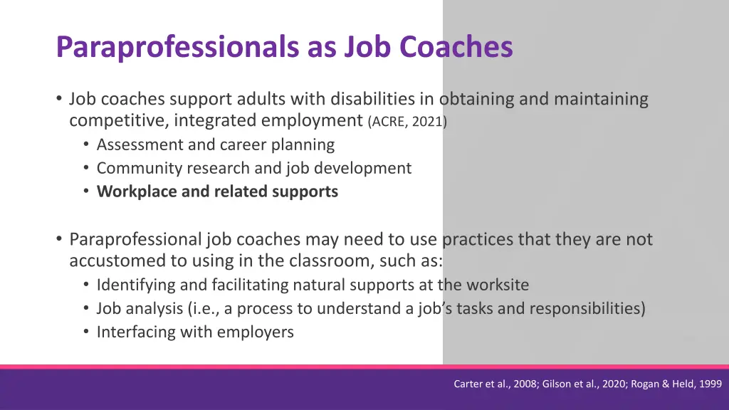 paraprofessionals as job coaches