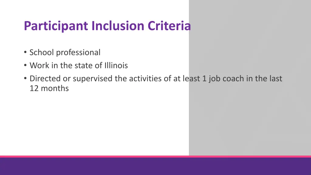 participant inclusion criteria