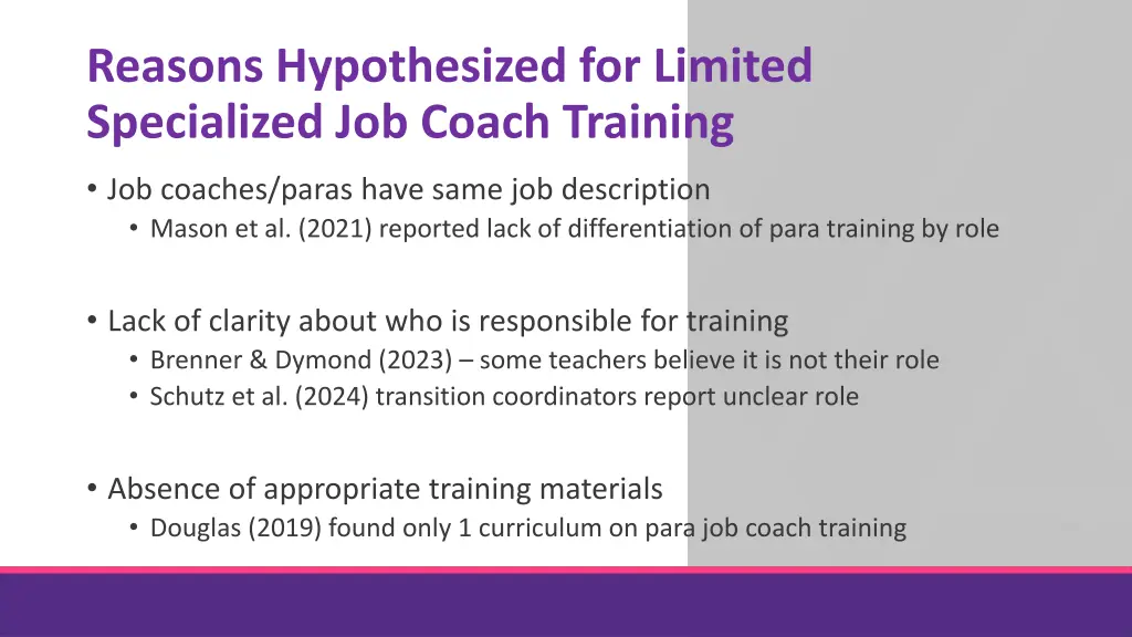 reasons hypothesized for limited specialized