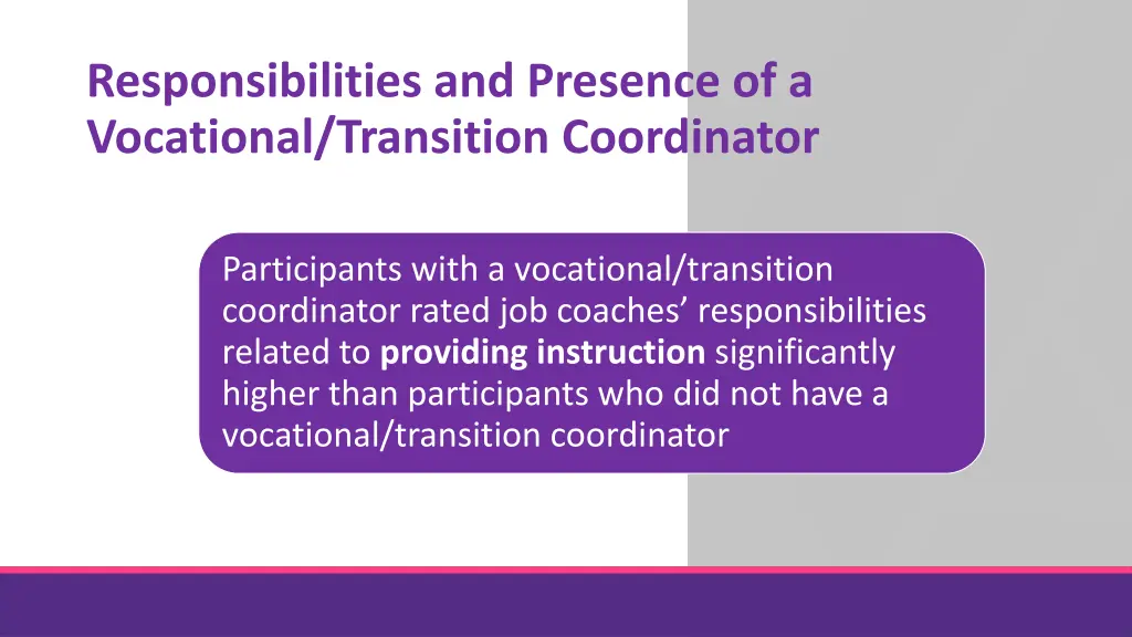 responsibilities and presence of a vocational
