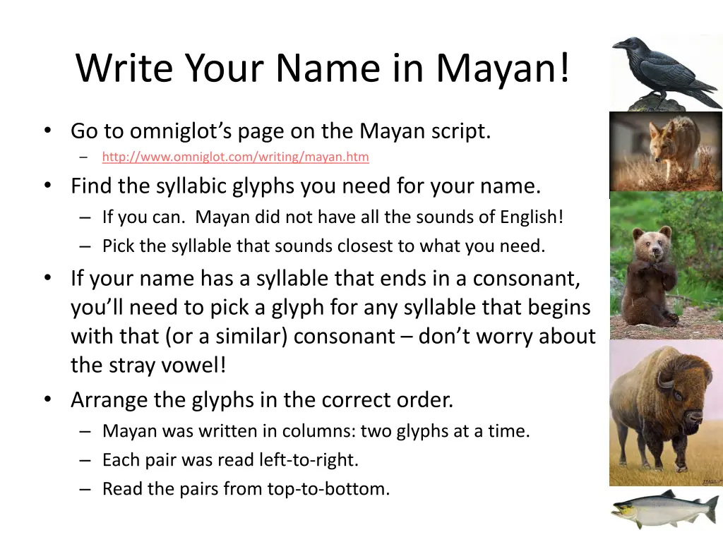 write your name in mayan