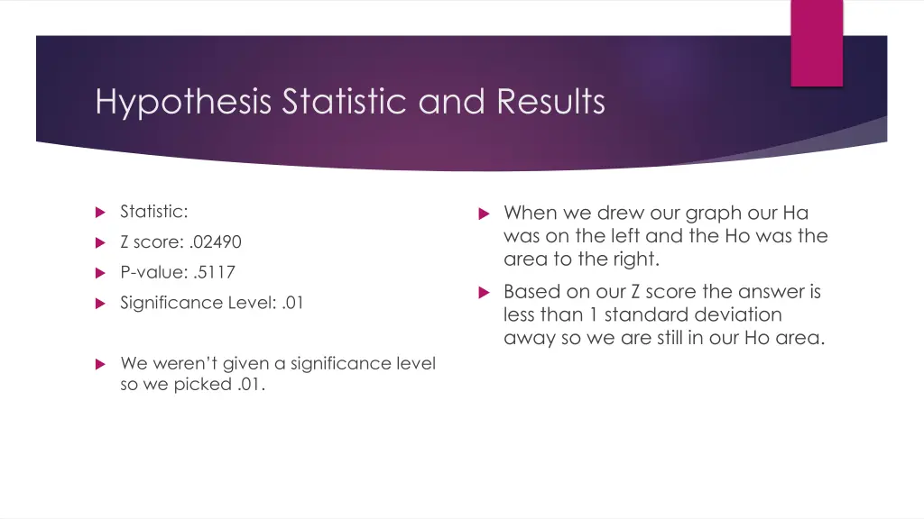 hypothesis statistic and results