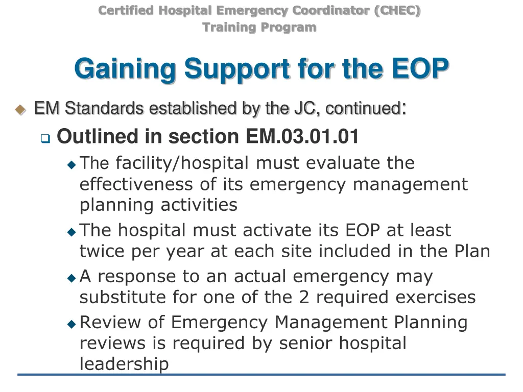 certified hospital emergency coordinator chec 18