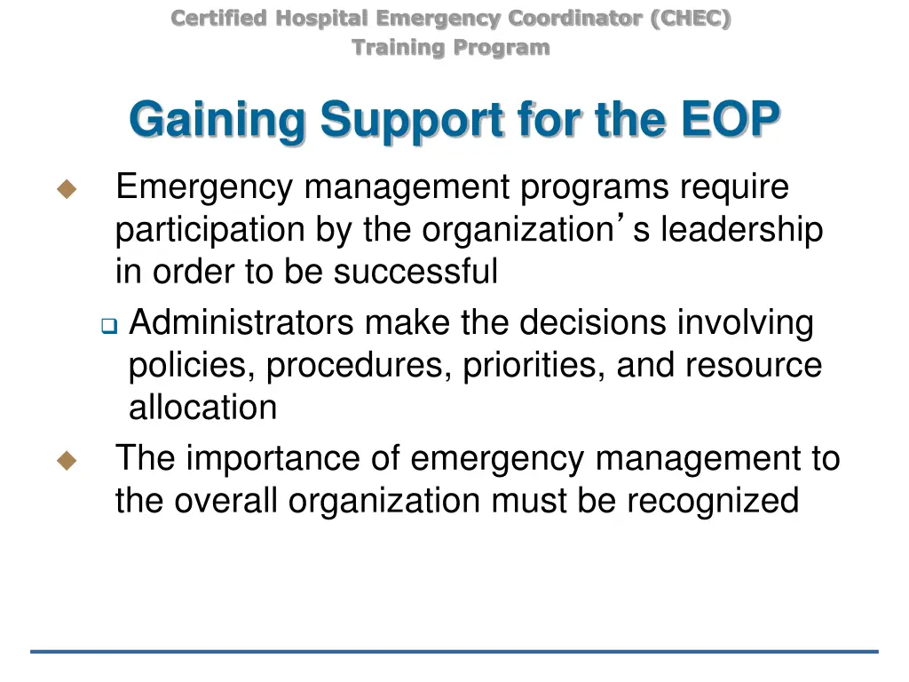 certified hospital emergency coordinator chec 3