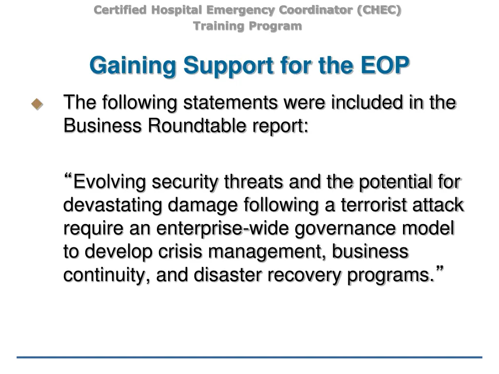 certified hospital emergency coordinator chec 7
