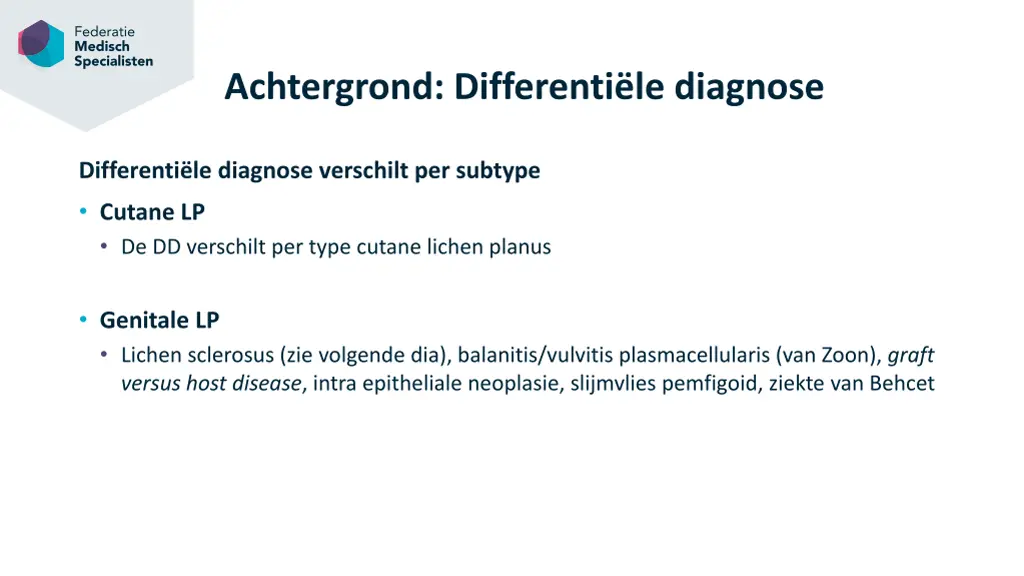 achtergrond differenti le diagnose