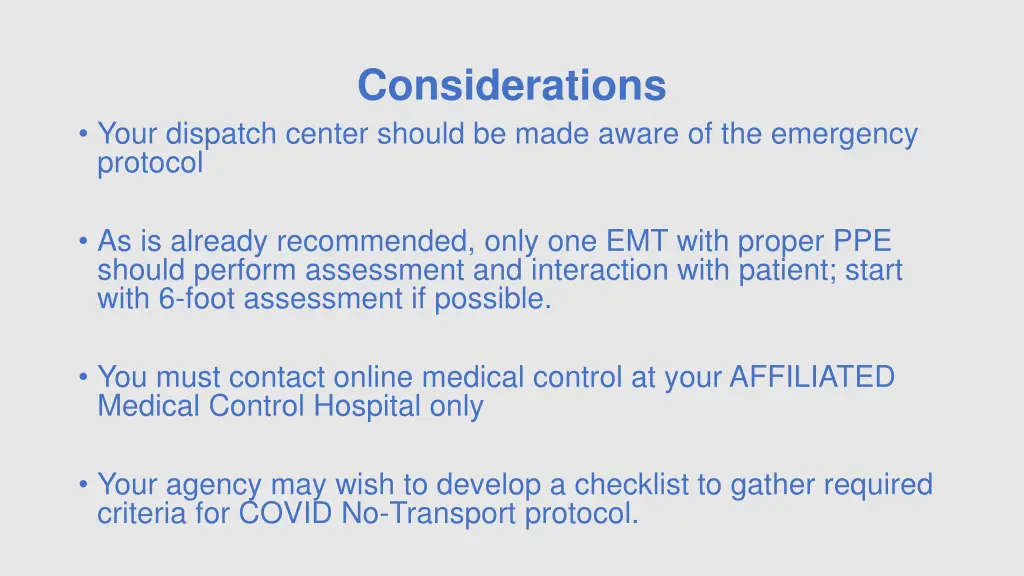considerations
