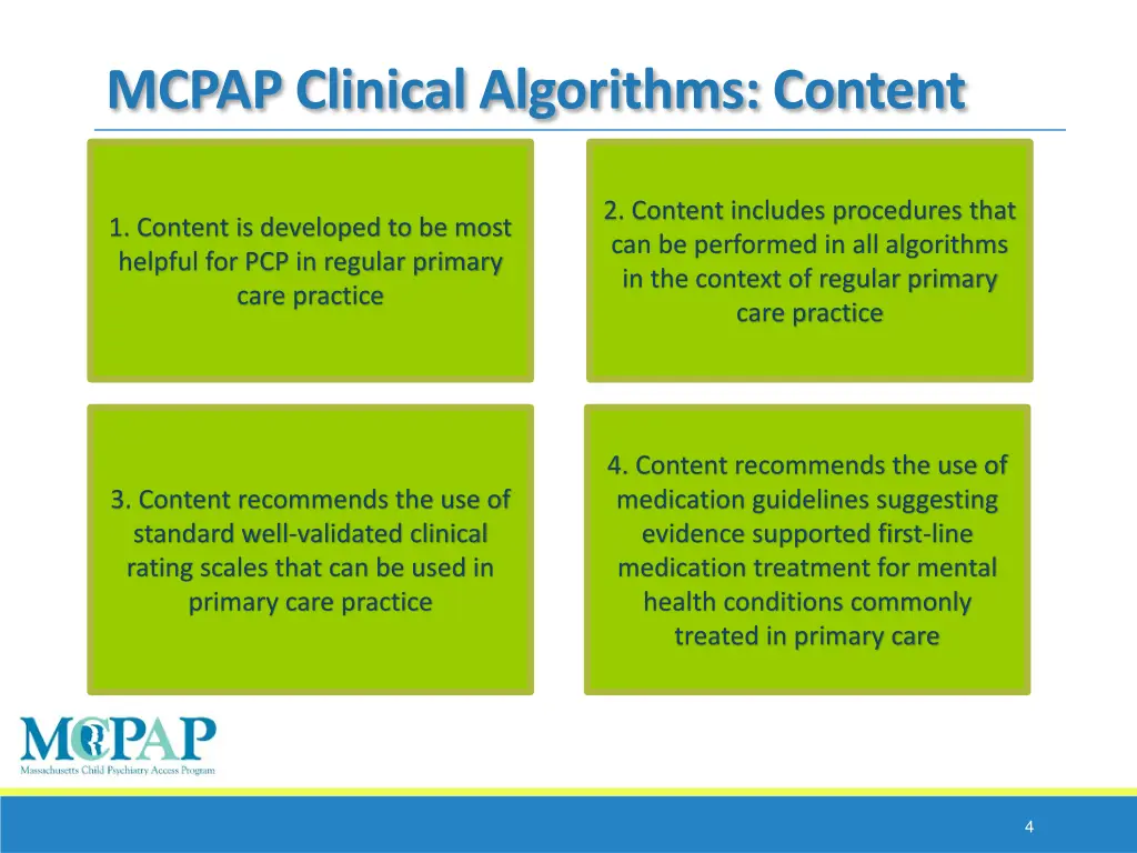 mcpap clinical algorithms content