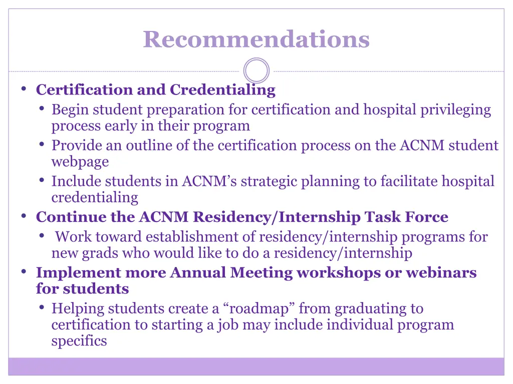 recommendations