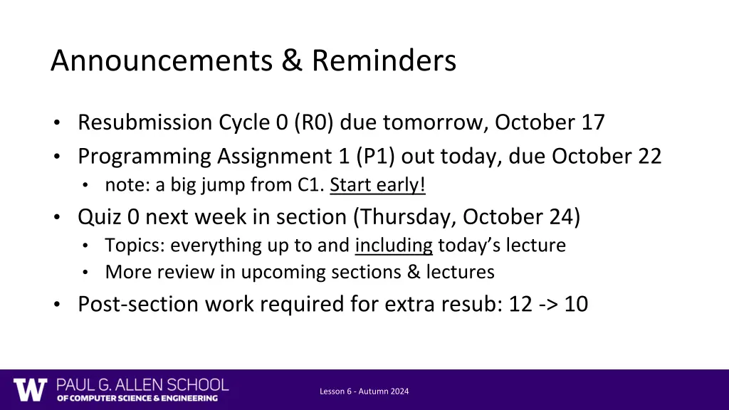 announcements reminders