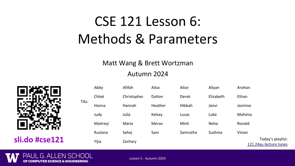 cse 121 lesson 6 methods parameters