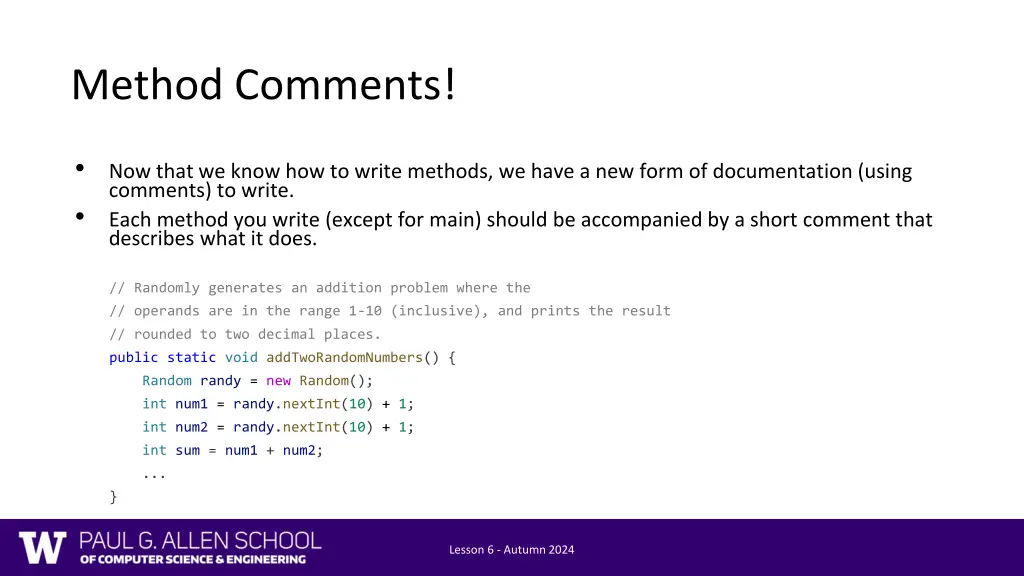 method comments
