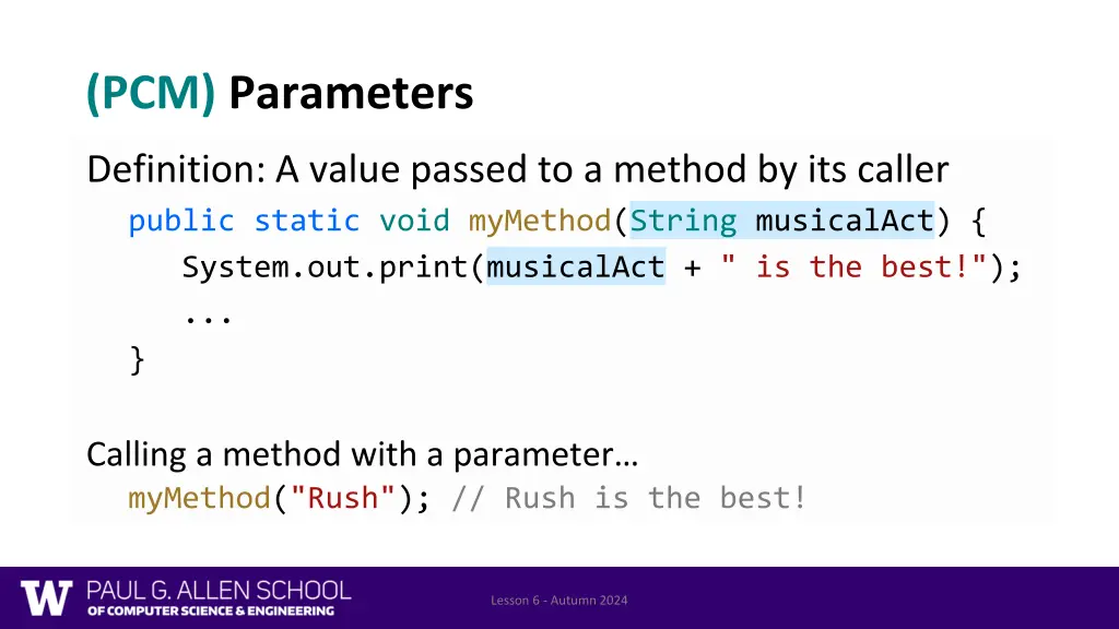 pcm parameters