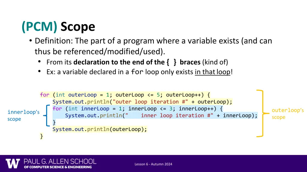 pcm scope definition the part of a program where