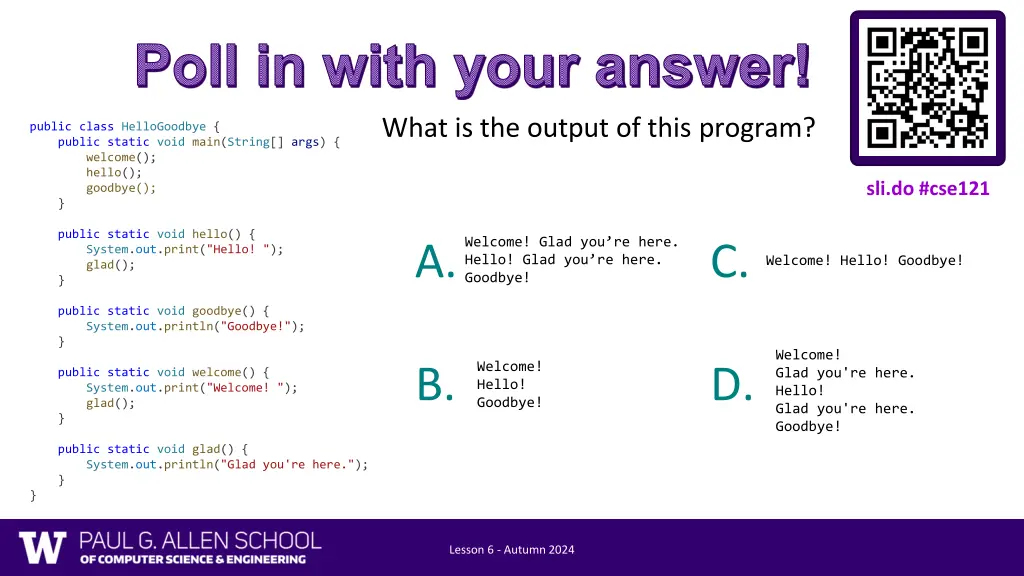 poll in with your answer