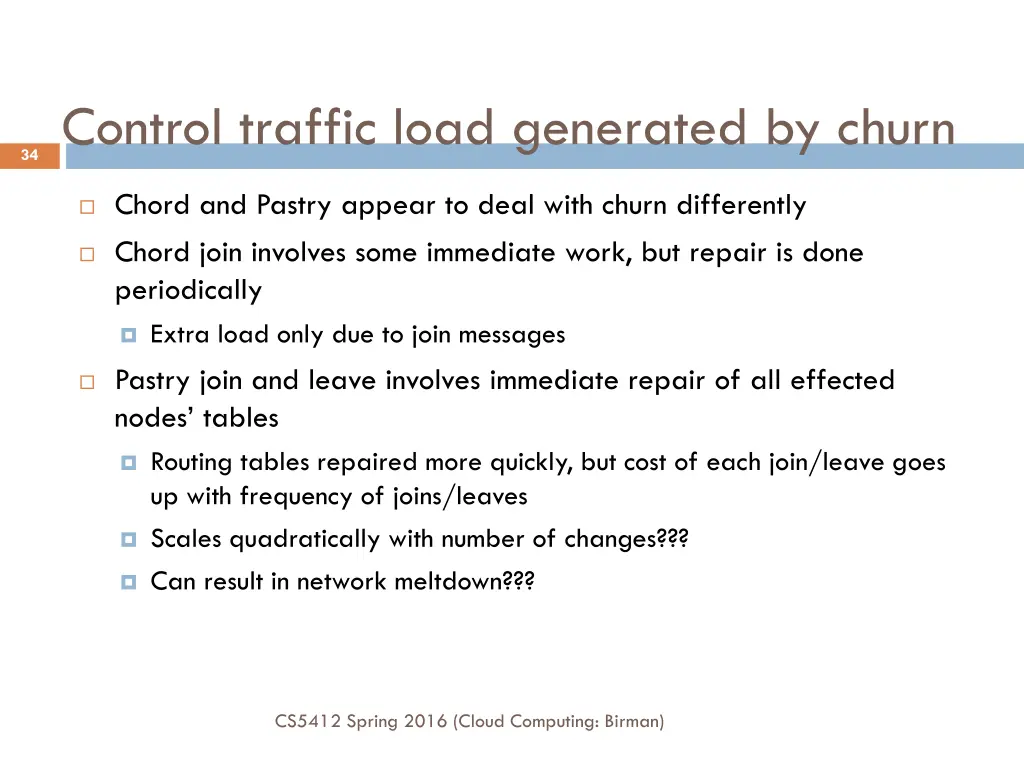 control traffic load generated by churn