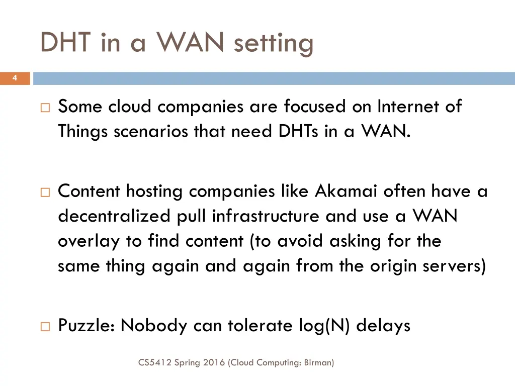 dht in a wan setting