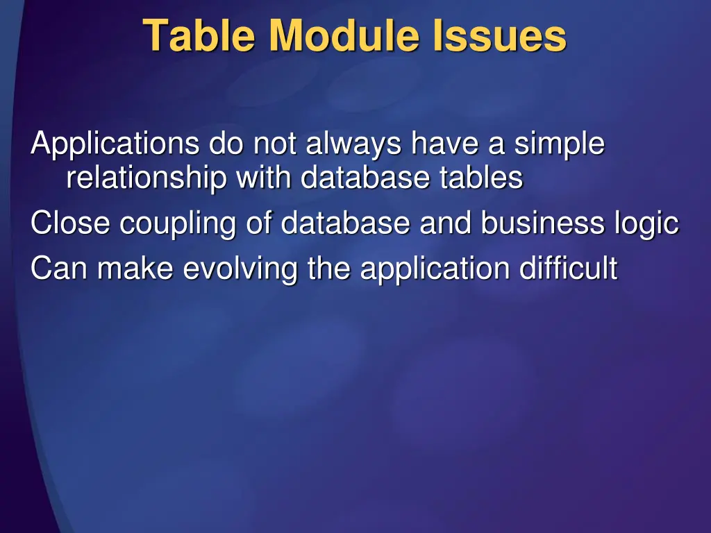 table module issues