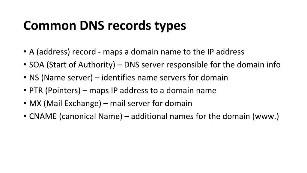 common dns records types