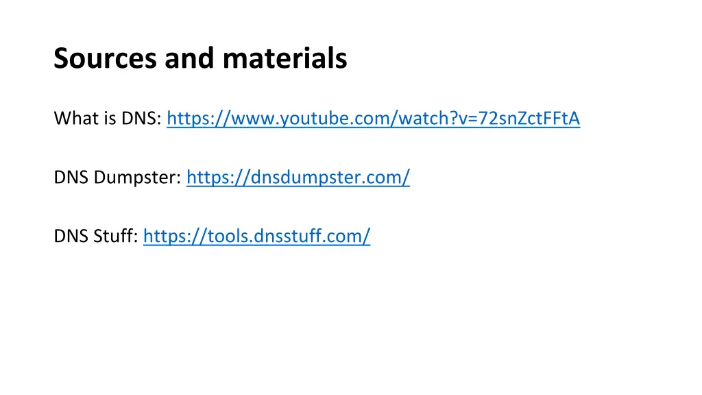 sources and materials