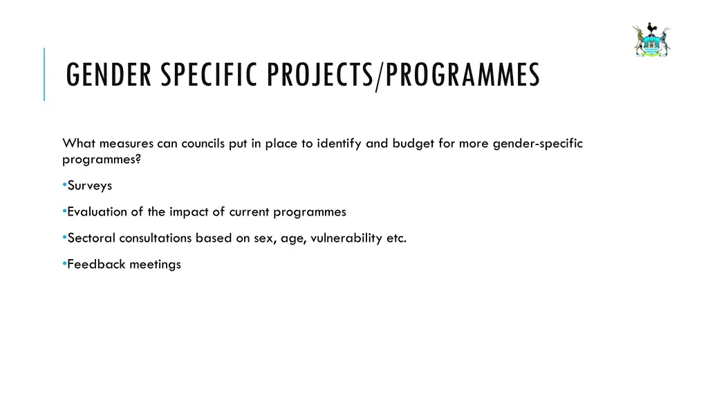 gender specific projects programmes 1
