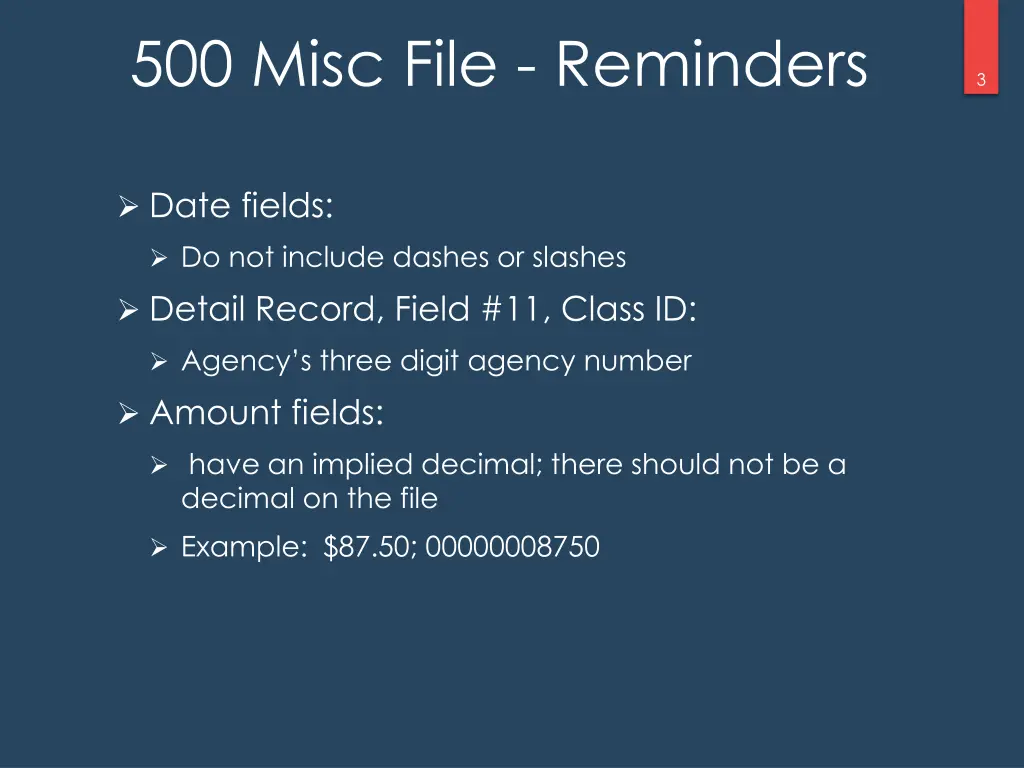 500 misc file reminders