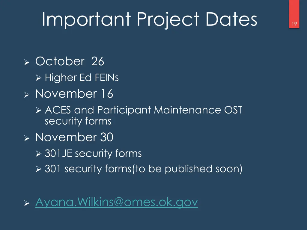 important project dates