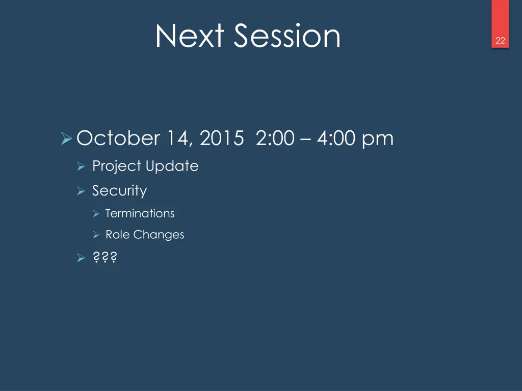 next session