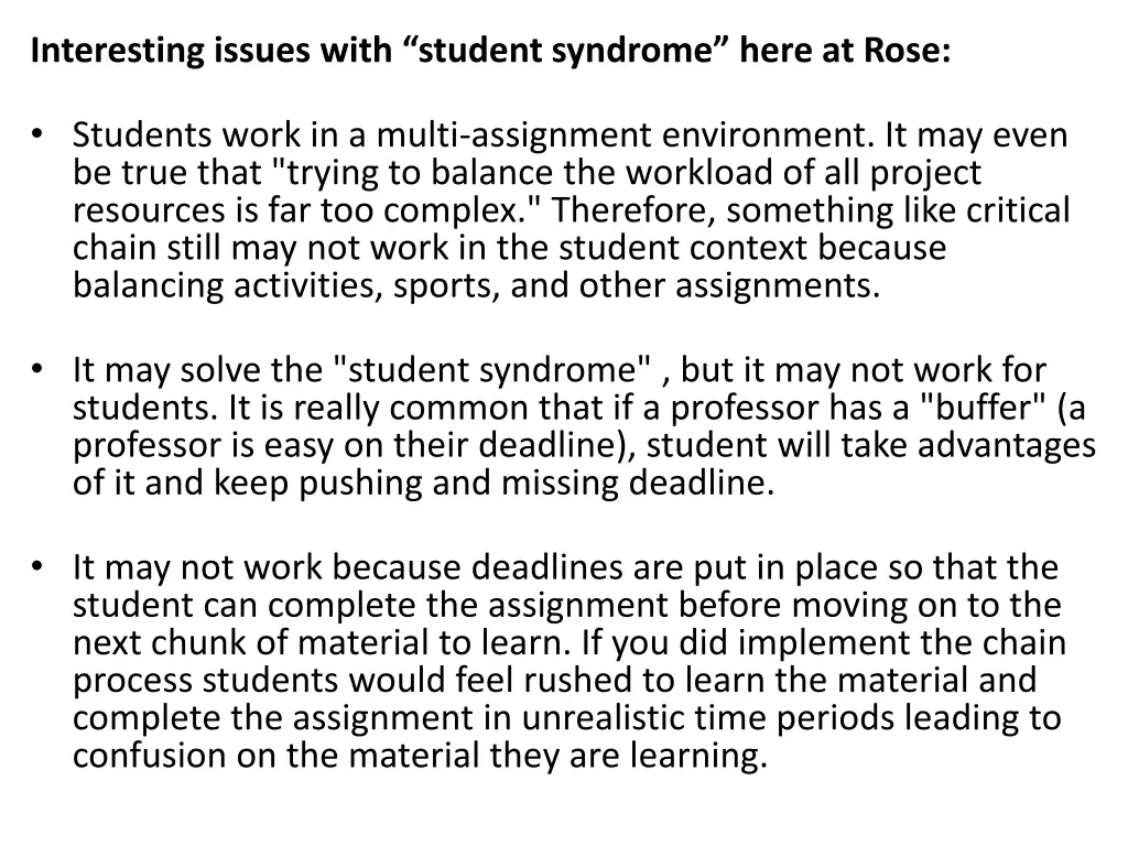 interesting issues with student syndrome here