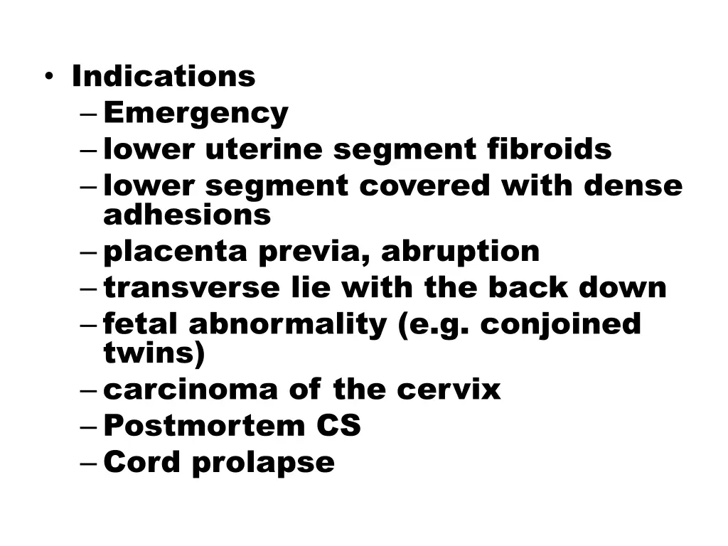 indications emergency lower uterine segment