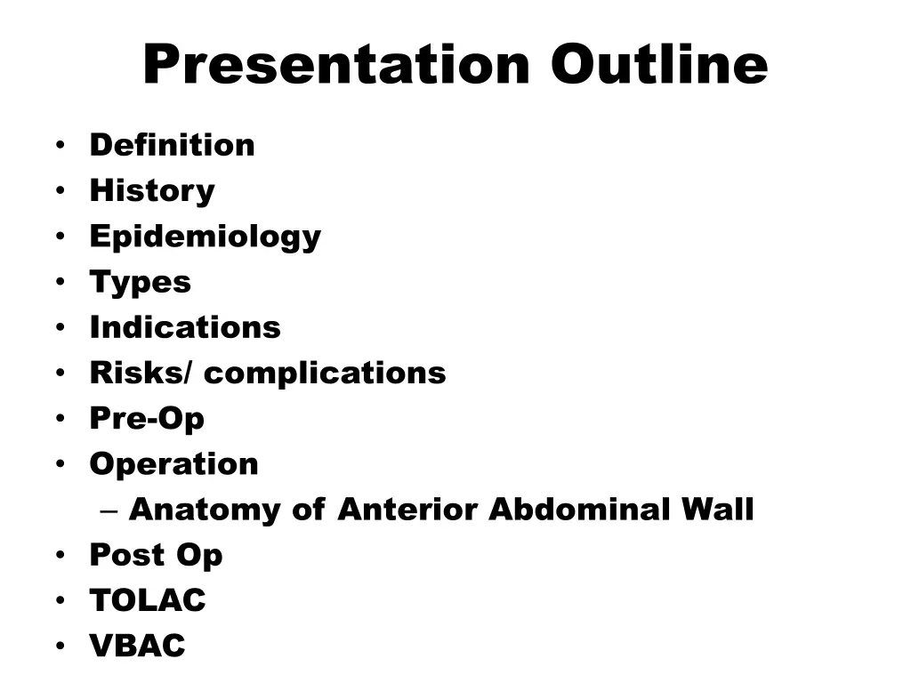presentation outline