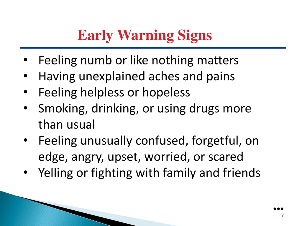 early warning signs 1