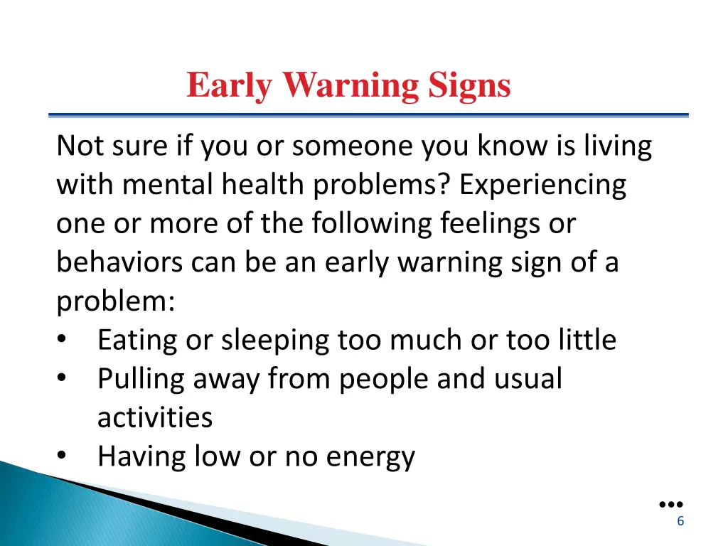 early warning signs