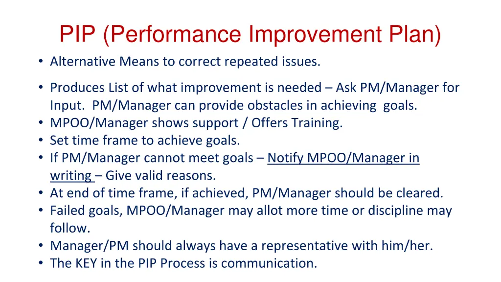 pip performance improvement plan alternative