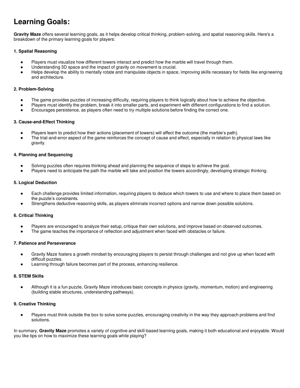 learning goals