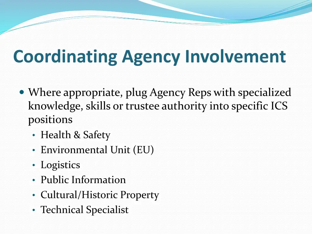 coordinating agency involvement