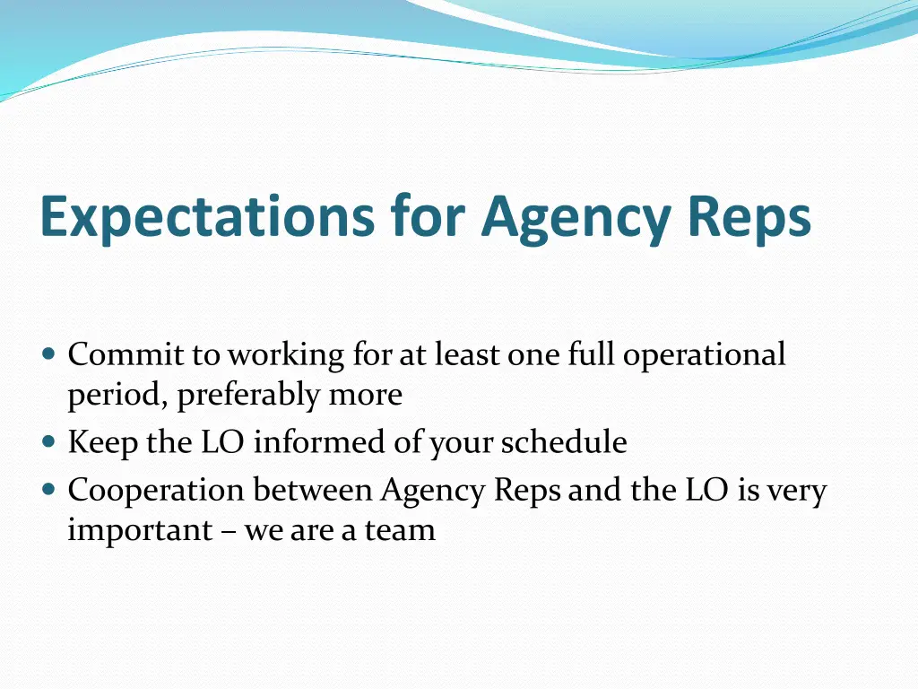 expectations for agency reps 3
