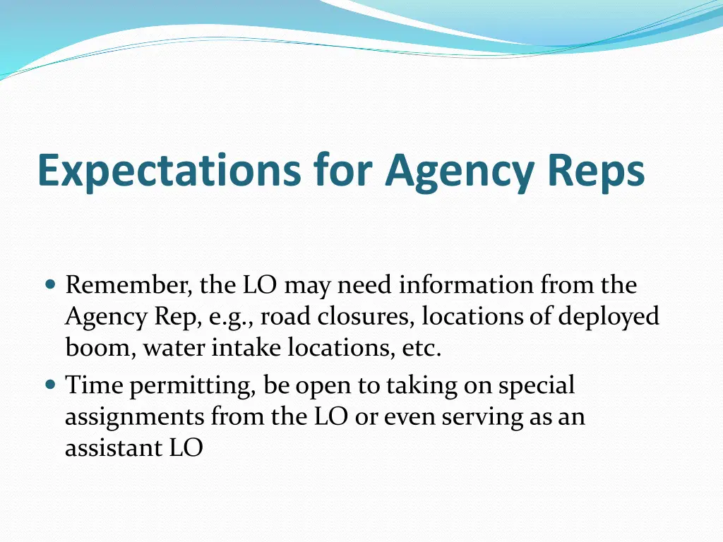 expectations for agency reps 4