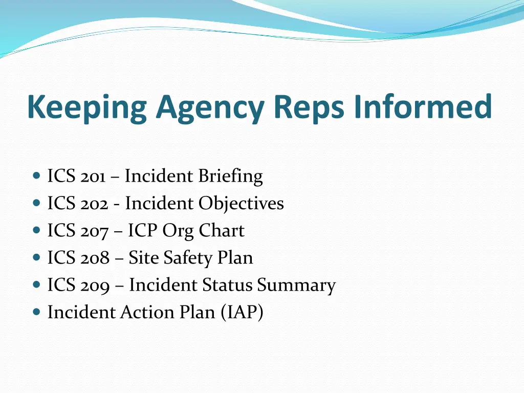keeping agency reps informed
