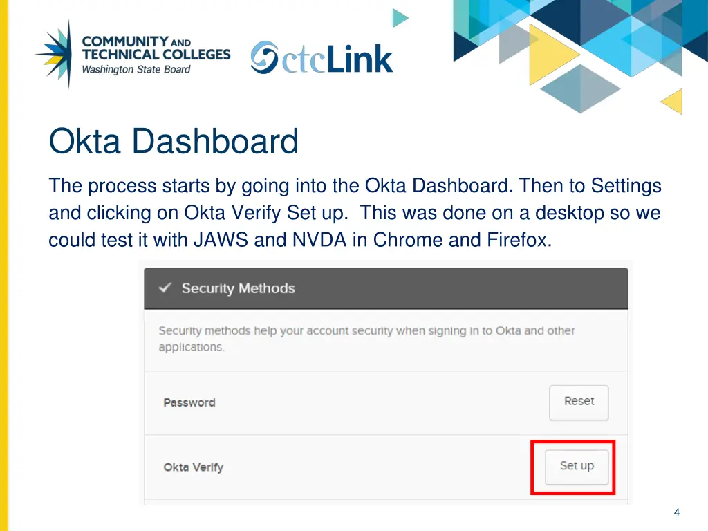 okta dashboard
