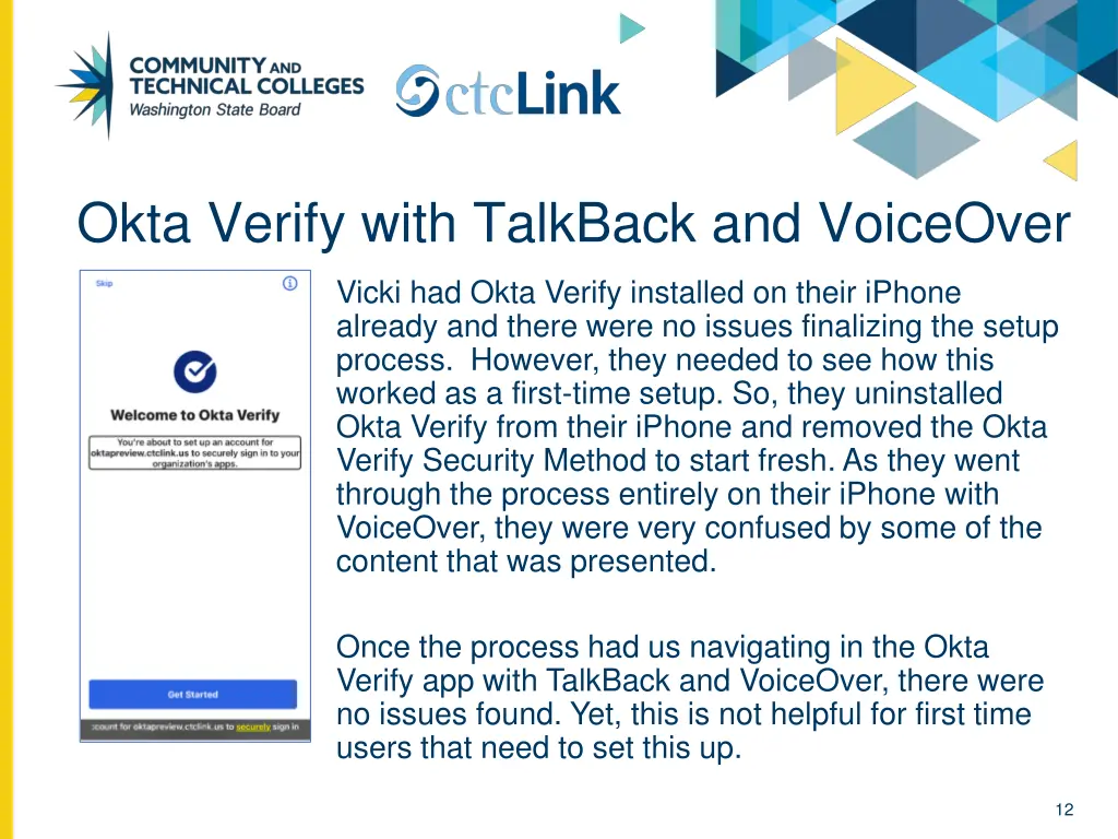 okta verify with talkback and voiceover
